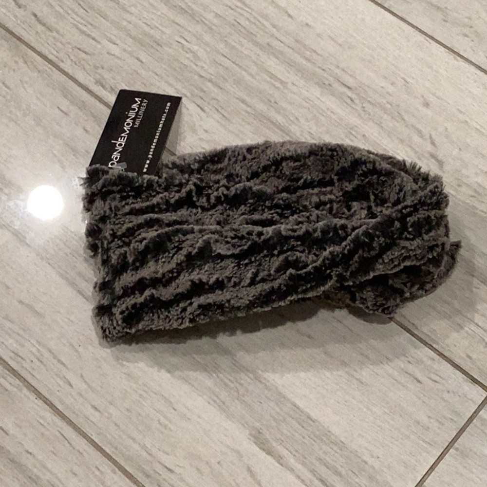 Faux Fur Headband in Gray